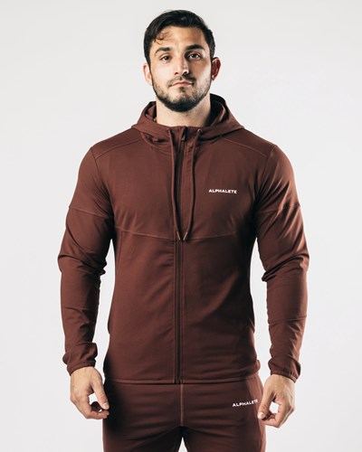 Alphalete 4-Way Stretch Con Cappuccio Jacket Cioccolato | 2609-FICJV