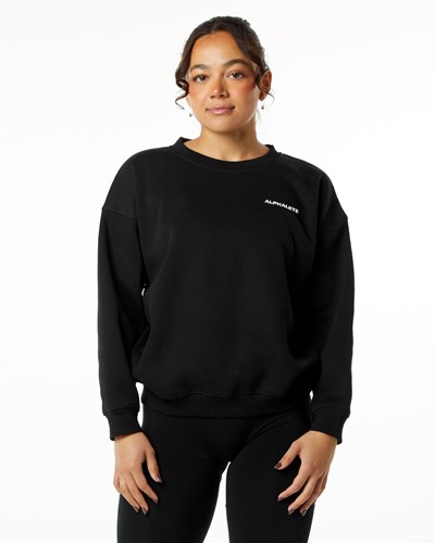 Alphalete Brushed Fleece Crewneck Maglia Nere | 6789-SWJLO