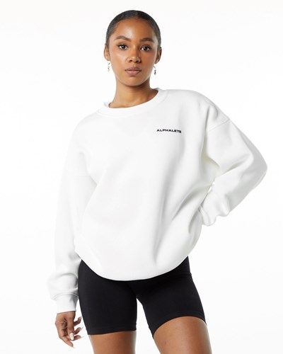 Alphalete Brushed Fleece Crewneck Maglia Bianche | 7102-RBVXS