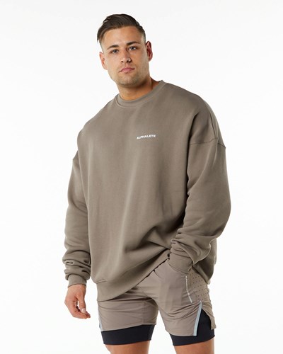Alphalete Brushed Fleece Crewneck Maglia Mocha | 8560-CJDGV