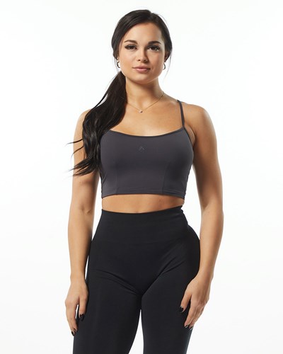 Alphalete Camisole Y-Back Crop Tank Grigie Scuro | 6142-IASFM