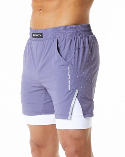 Alphalete Compression Foderati 4-Way Stretch Allenamento Corta Digital Violet | 0674-FMPCQ