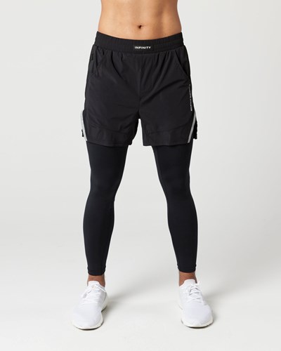 Alphalete Compression Foderati Woven Allenamento Corta Nere | 1087-BXZNL