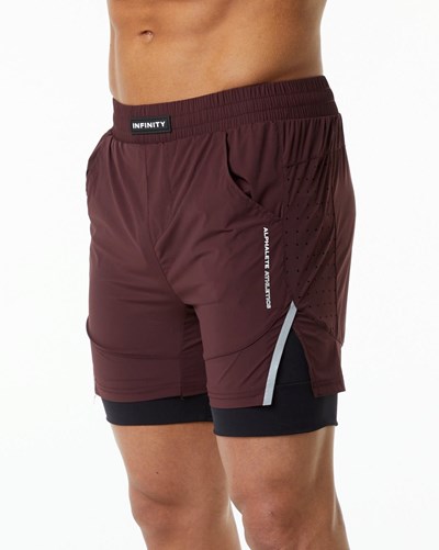 Alphalete Compression Foderati Woven Allenamento Corta Bordeaux | 2698-XKFJO