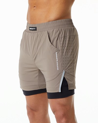 Alphalete Compression Foderati Woven Allenamento Corta Mocha | 9023-XGPEI