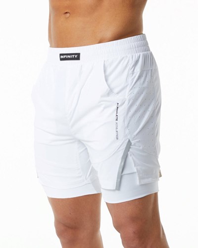 Alphalete Compression Foderati Woven Allenamento Corta Bianche | 9762-KTISM