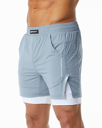 Alphalete Compression Foderati Woven Allenamento Corta Blu | 9784-ZLSOV