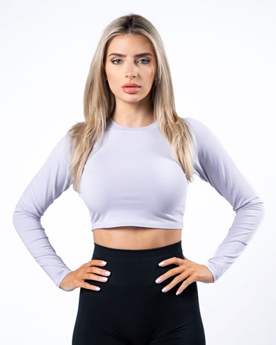 Alphalete Cropped Premium Long Sleeve Lilac Haze | 6350-CNBDO