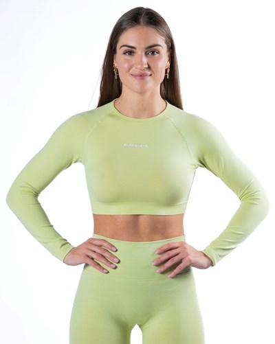 Alphalete Cropped Seamless Long Sleeve Frozen Spring | 1670-VSGZL