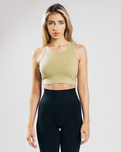 Alphalete Fitted Performance Crop Tank Verde Oliva Chiaro | 3675-LKDPE