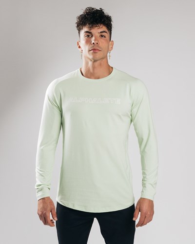 Alphalete Fitted Performance Long Sleeve Frozen Spring | 9172-GUKMB