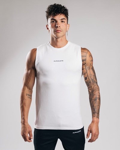 Alphalete Fitted Performance Tank Bianche | 7893-UNTWV