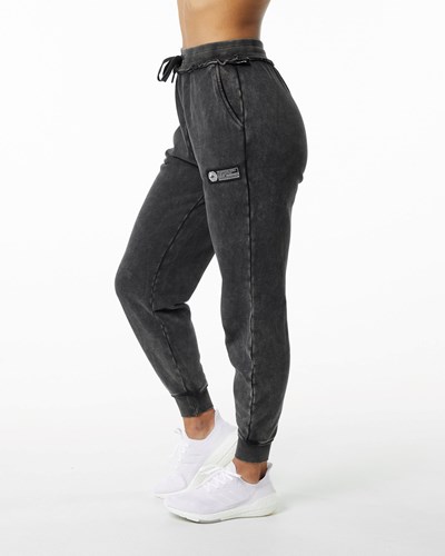 Alphalete Heavyweight Washed Terry Jogger Onyx | 7085-XVYPW
