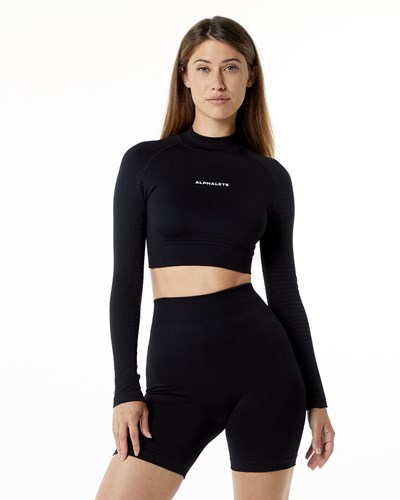 Alphalete High Performance Seamless Long Sleeve Tee Nere | 1903-KAGUE