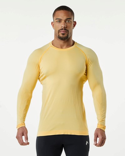 Alphalete High Performance Seamless Long Sleeve Tee Faded Honey | 3758-ANEPW