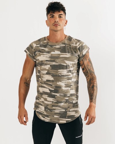 Alphalete High Performance Senza Maniche Tee Camouflage | 1329-SAXGL