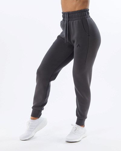 Alphalete Interlock Knit Cuffed Jogger Charcoal | 6054-FARSP