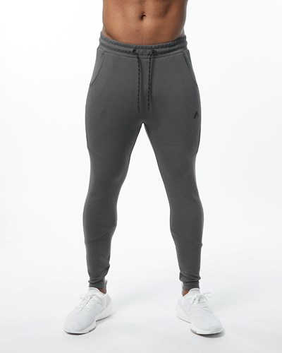 Alphalete Interlock Knit Zip Jogger Charcoal | 2061-WUNQM
