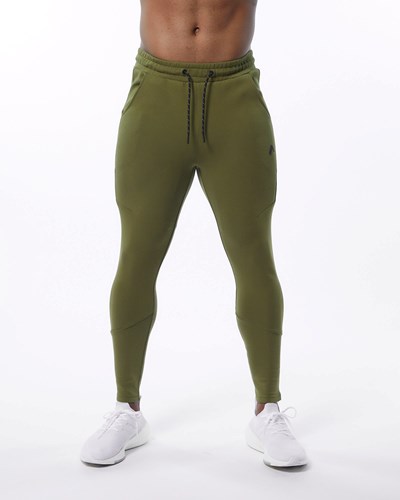 Alphalete Interlock Knit Zip Jogger Verde Oliva | 5248-BCAFO