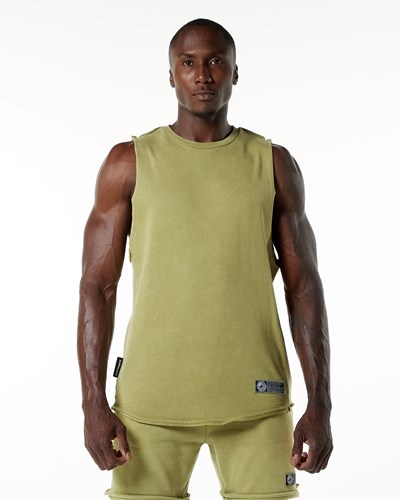Alphalete Mid-Weight Washed Terry Cutoff Verdi | 3674-CPAWM