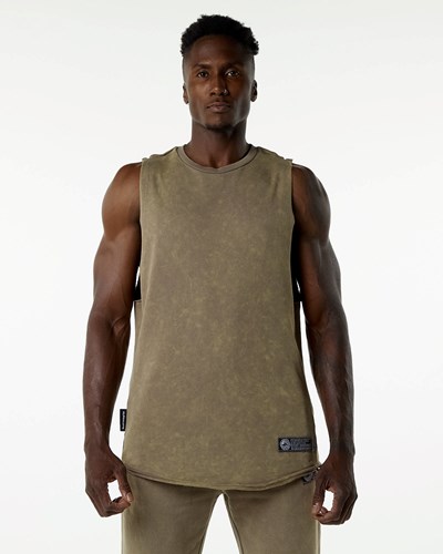 Alphalete Mid-Weight Washed Terry Cutoff Smokey Quartz | 6398-IDZYT