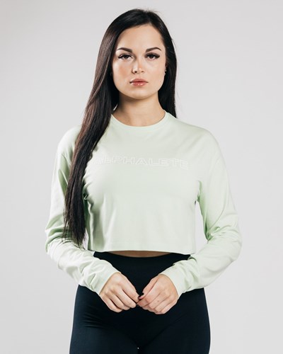 Alphalete Oversized Performance Long Sleeve Crop Frozen Spring | 2041-YQZLS