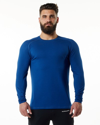 Alphalete Premium Epaulette Long Sleeve Tee Blu | 2143-LWVJT