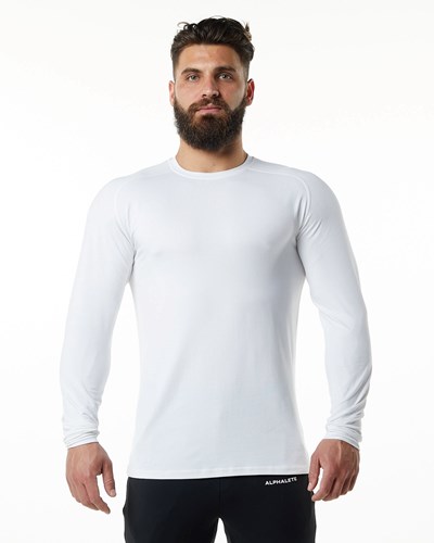 Alphalete Premium Epaulette Long Sleeve Tee Bianche | 5782-RMUTL