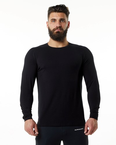 Alphalete Premium Epaulette Long Sleeve Tee Nere | 7408-YDWCS