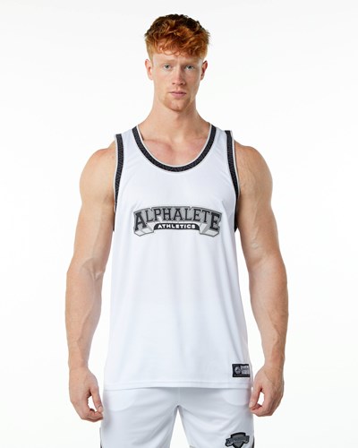 Alphalete Relaxed Fit Jersey Bianche | 1708-BKYLJ