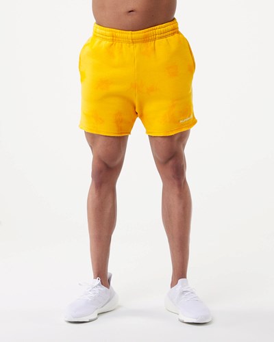 Alphalete Washed 5" Fleece Corta Golden Sun | 8947-HFAWJ